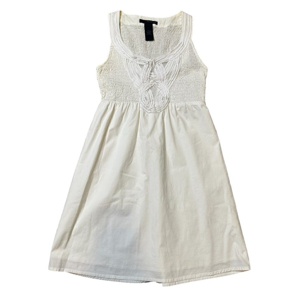 Calvin Klein Jeans Twill Mini Dress With Woven Piecing & Smocked Bust Size Small
